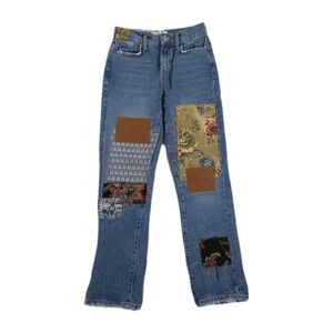 Free People Jeans Size 24 Patchwork Poppy Straight Leg Distressed‎